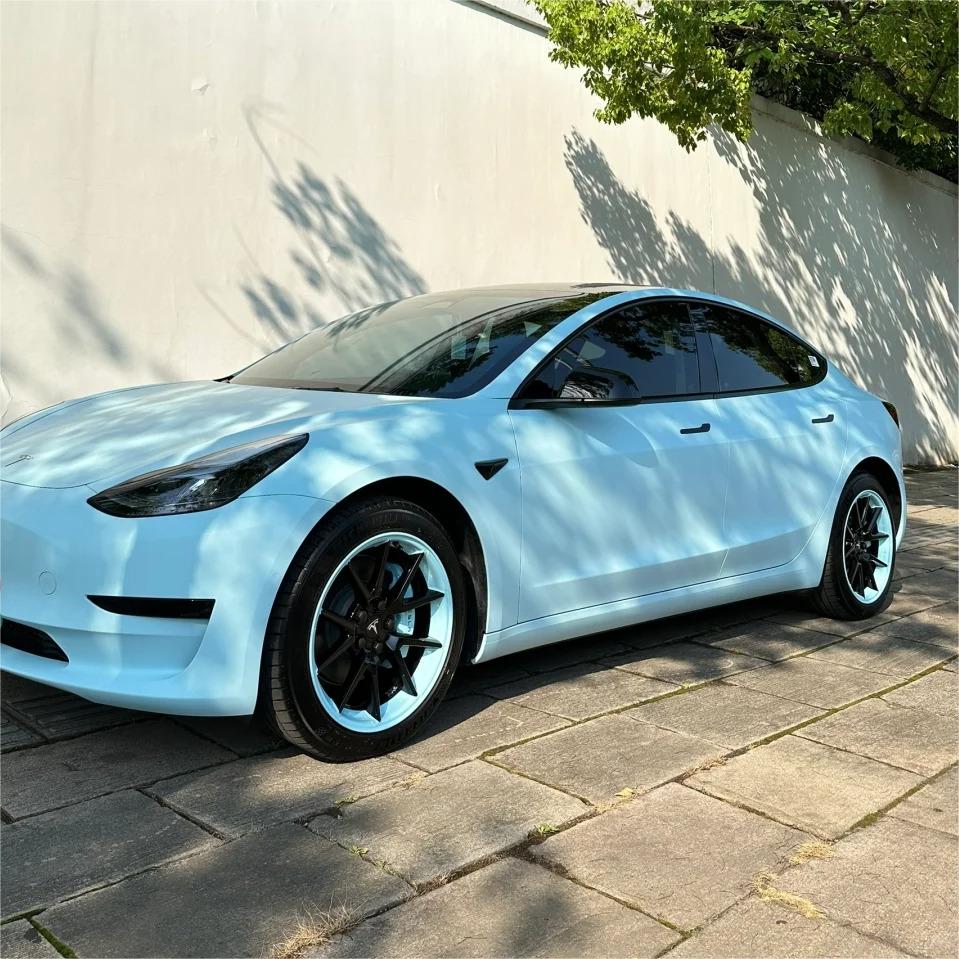 Matte Satin Glacier Blue Car Vinyl Wrap product image 8 - Veloro matte vinyl wrap