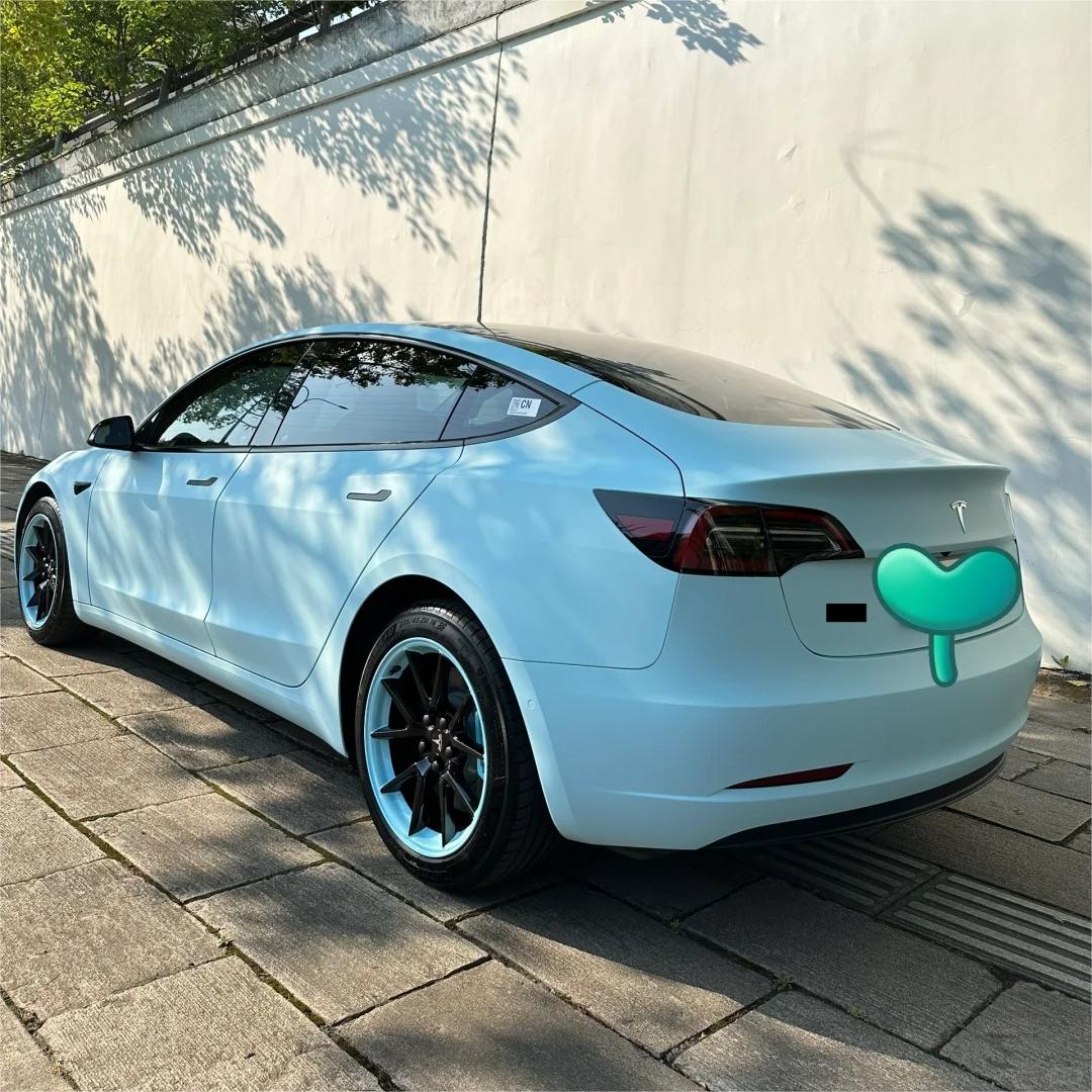 Matte Satin Glacier Blue Car Vinyl Wrap product image 7 - Veloro matte vinyl wrap