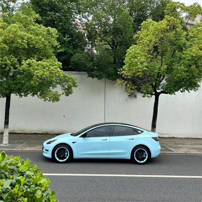 Matte Satin Glacier Blue Car Vinyl Wrap product image 3 - Veloro matte vinyl wrap