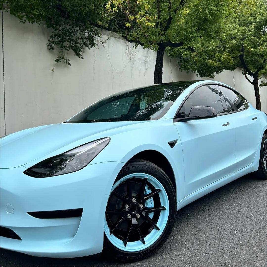 Matte Satin Glacier Blue Car Vinyl Wrap product image 9 - Veloro matte vinyl wrap