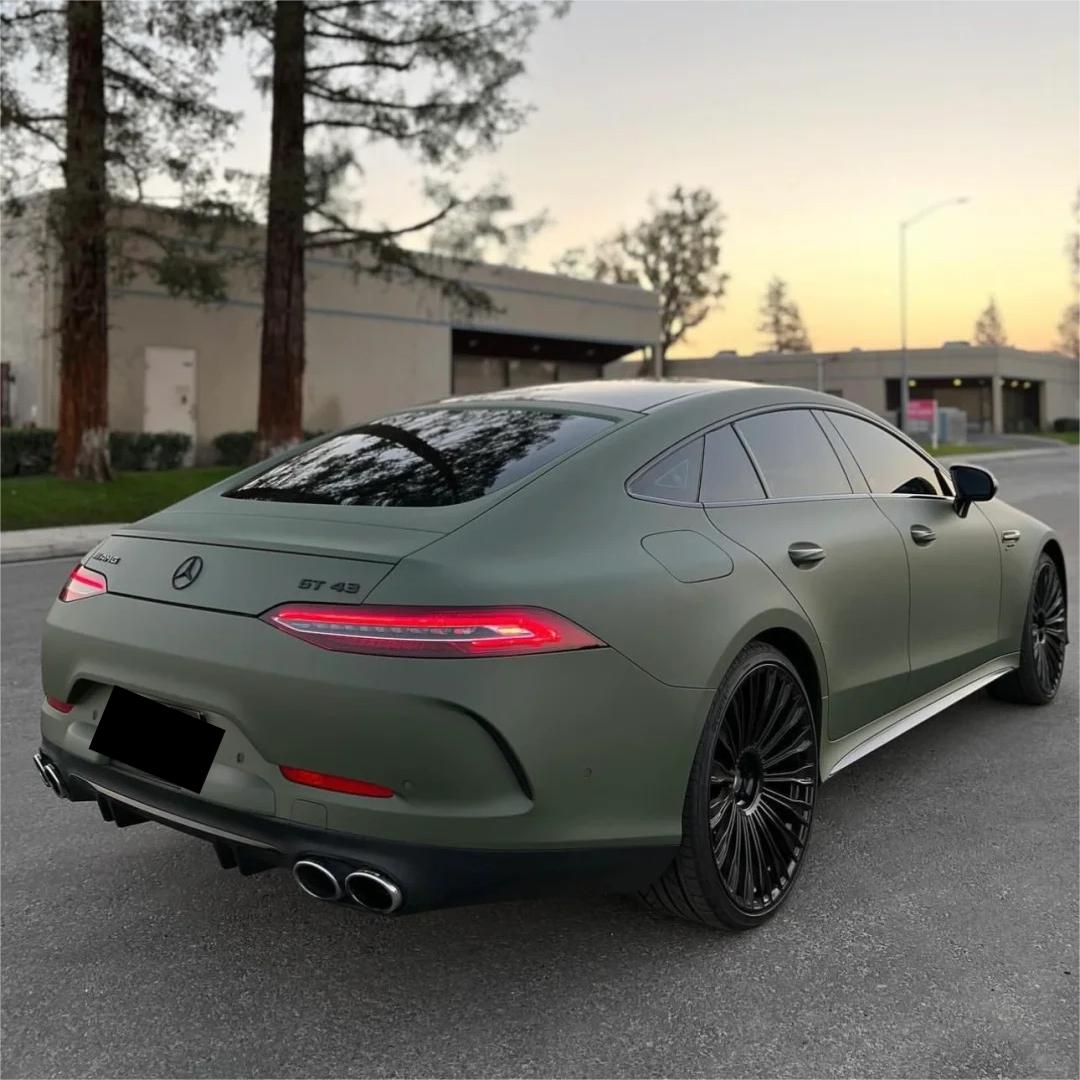 Matte Satin Khaki Dark Green Car Vinyl Wrap | Ultimate Flat Khaki Green Car Wrap PET product image 4 - Veloro matte