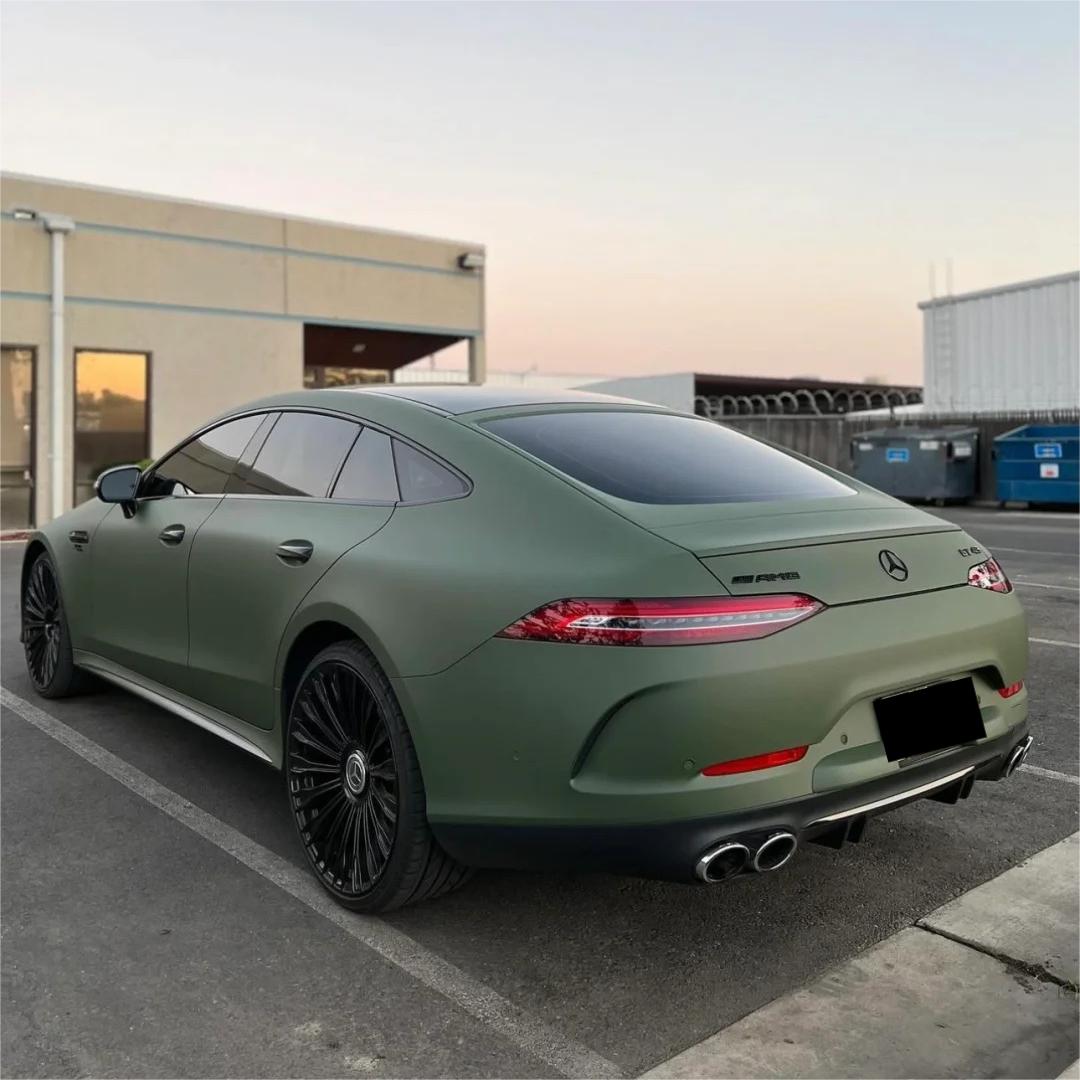 Matte Satin Khaki Dark Green Car Vinyl Wrap | Ultimate Flat Khaki Green Car Wrap PET product image 7 - Veloro matte