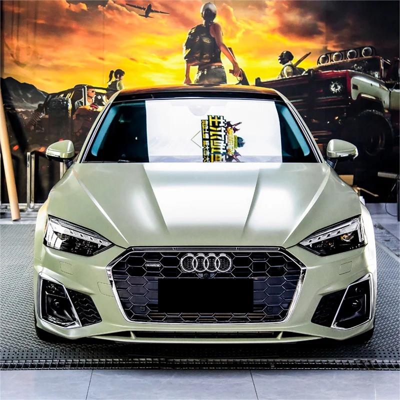 Matte Satin Khaki Light Green Car Vinyl Wrap product image 2 - Veloro matte vinyl wrap