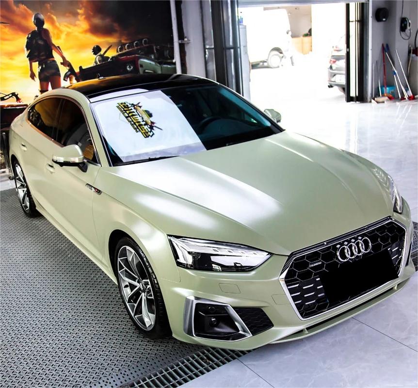 Matte Satin Khaki Light Green Car Vinyl Wrap product image 4 - Veloro matte vinyl wrap