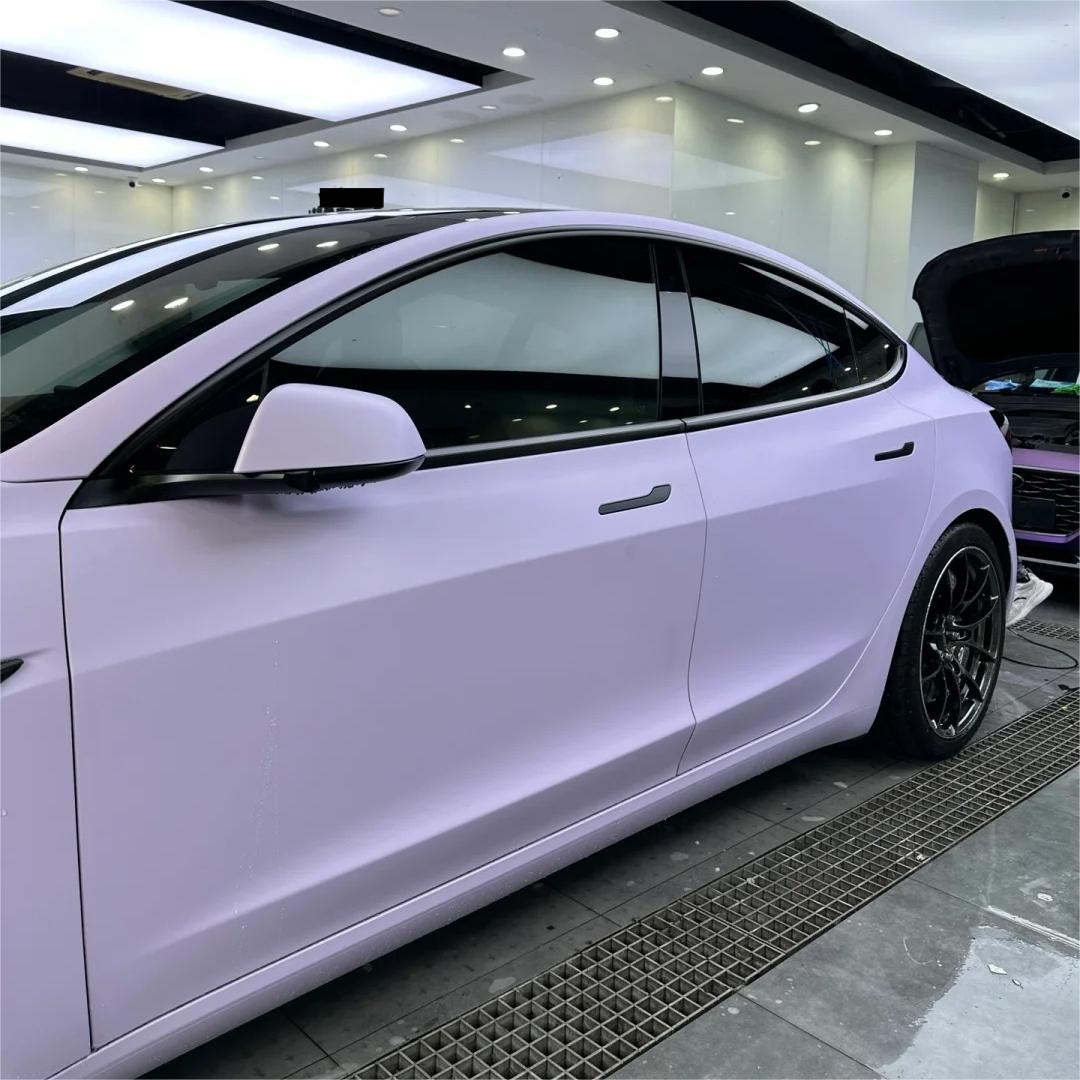 Matte Satin Lavender Purple Car Vinyl Wrap PET product image 3 - Veloro matte vinyl wrap