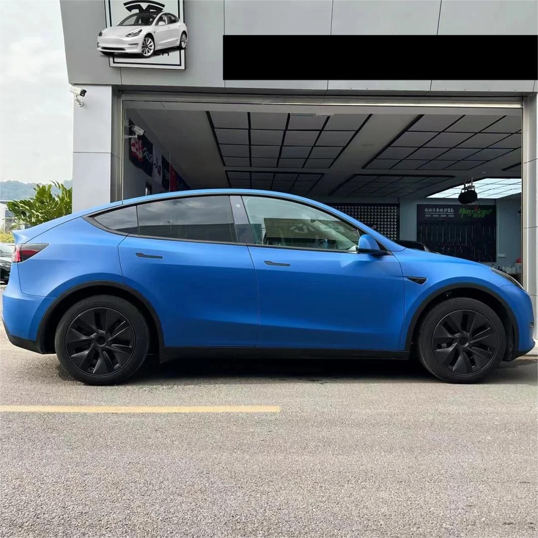 Matte Satin Navy Blue Car Vinyl Wrap product image 6 - Veloro matte vinyl wrap