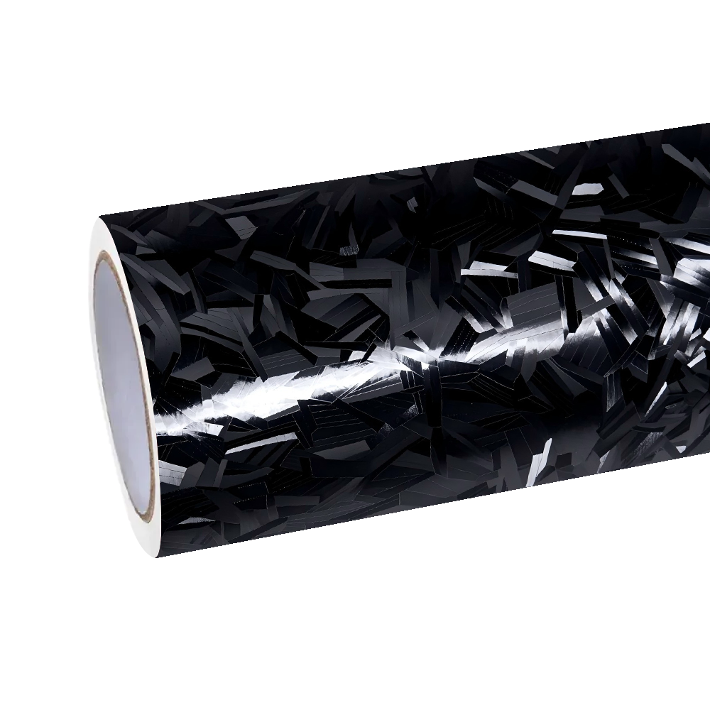 Matte Shadow Ice Cracks Black Forged Carbon Fiber Vinyl Wrap