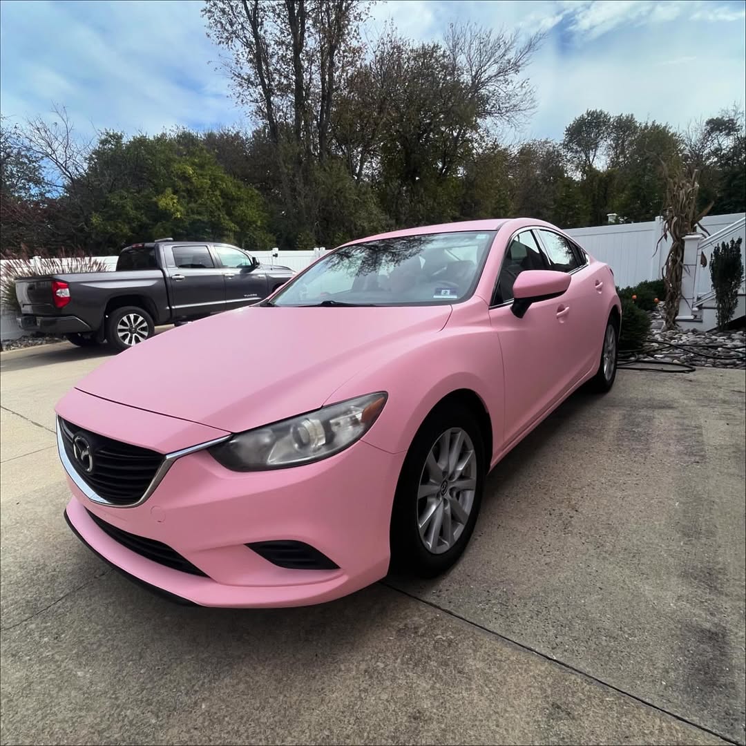 Matte Ultimate Flat Rose Pink Car Vinyl Wrap| Matte Baby Pink Wrap PET product image 2 - Veloro matte vinyl wrap