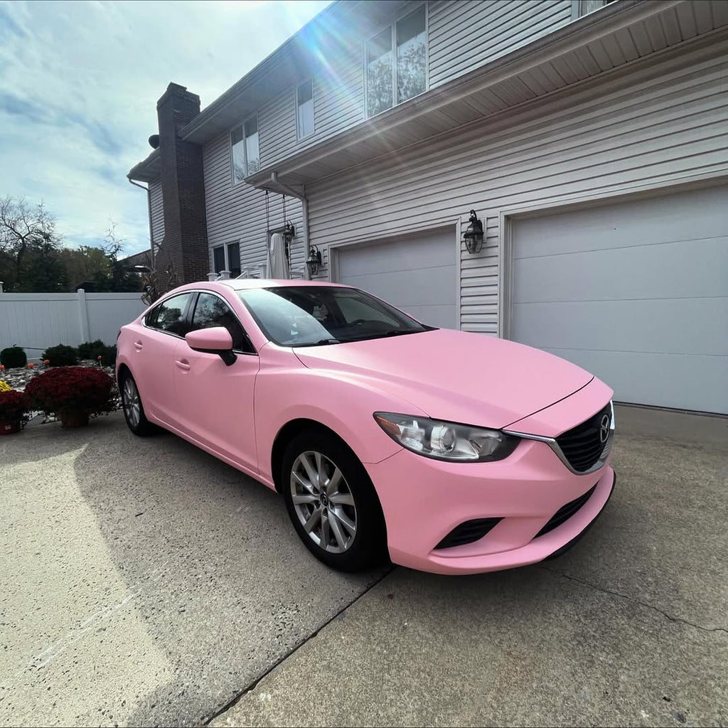Matte Ultimate Flat Rose Pink Car Vinyl Wrap| Matte Baby Pink Wrap PET product image 3 - Veloro matte vinyl wrap