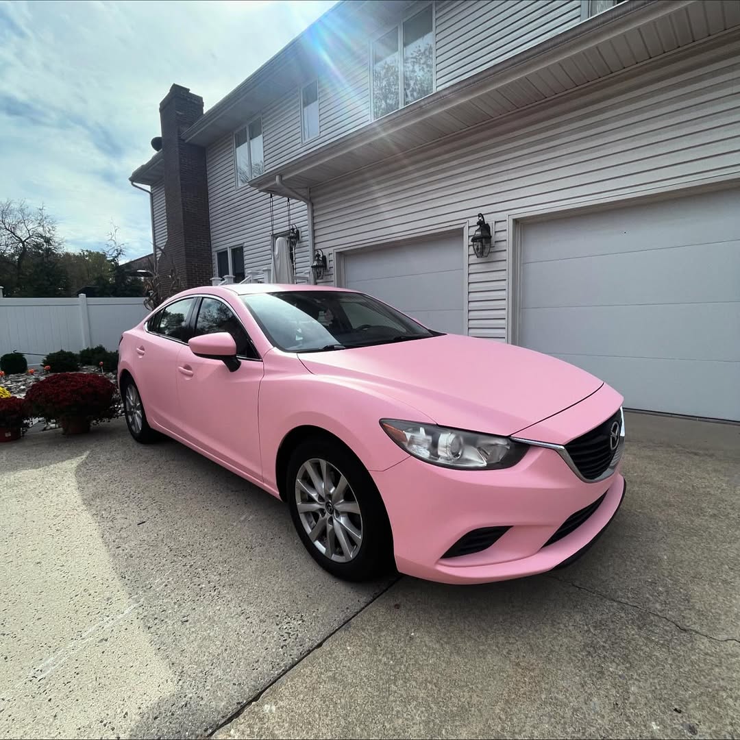 Matte Ultimate Flat Rose Pink Car Vinyl Wrap| Matte Baby Pink Wrap PET product image 3 - Veloro matte vinyl wrap