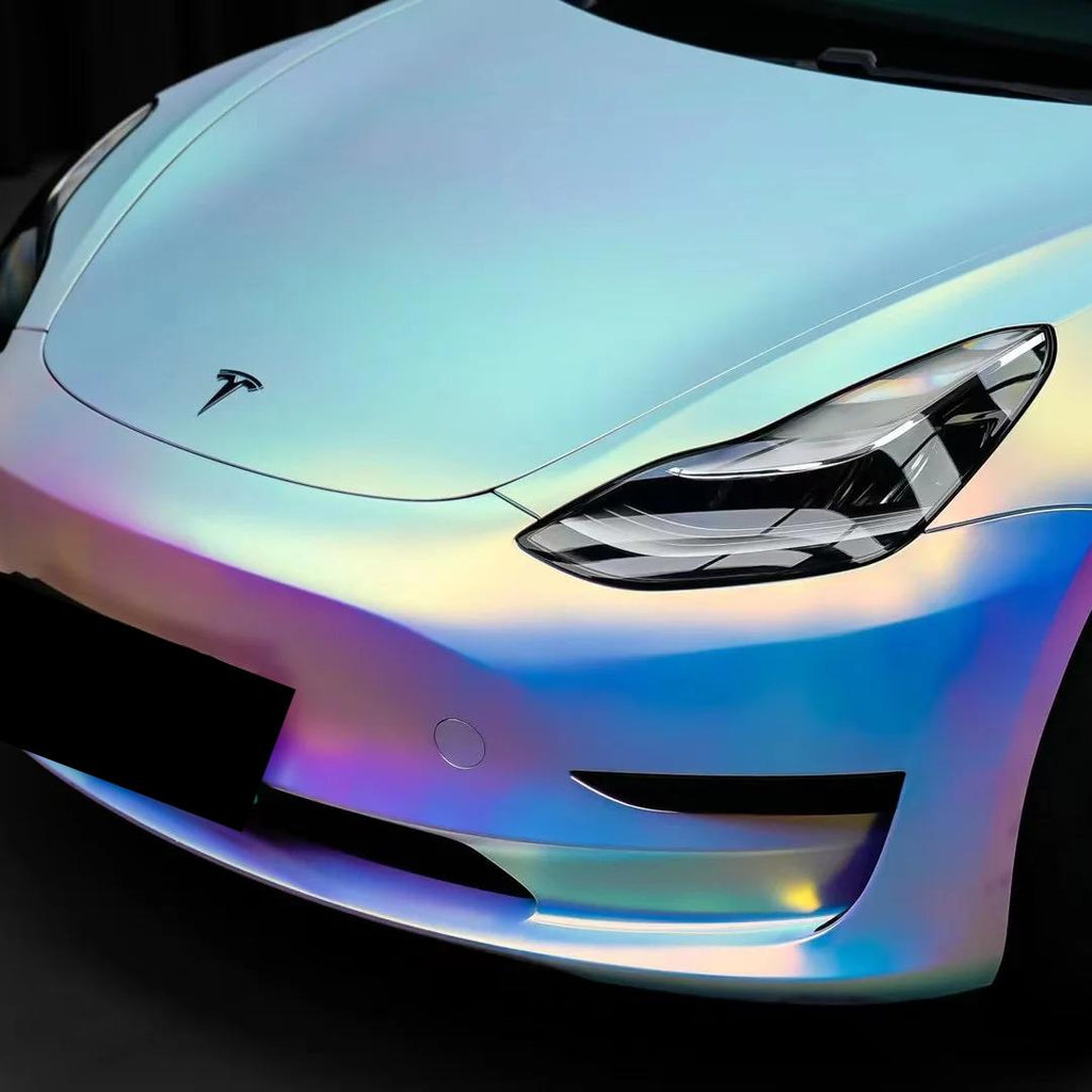 Matte White Holographic Chrome Car Vinyl Wrap product image 5 - Veloro chrome vinyl wrap