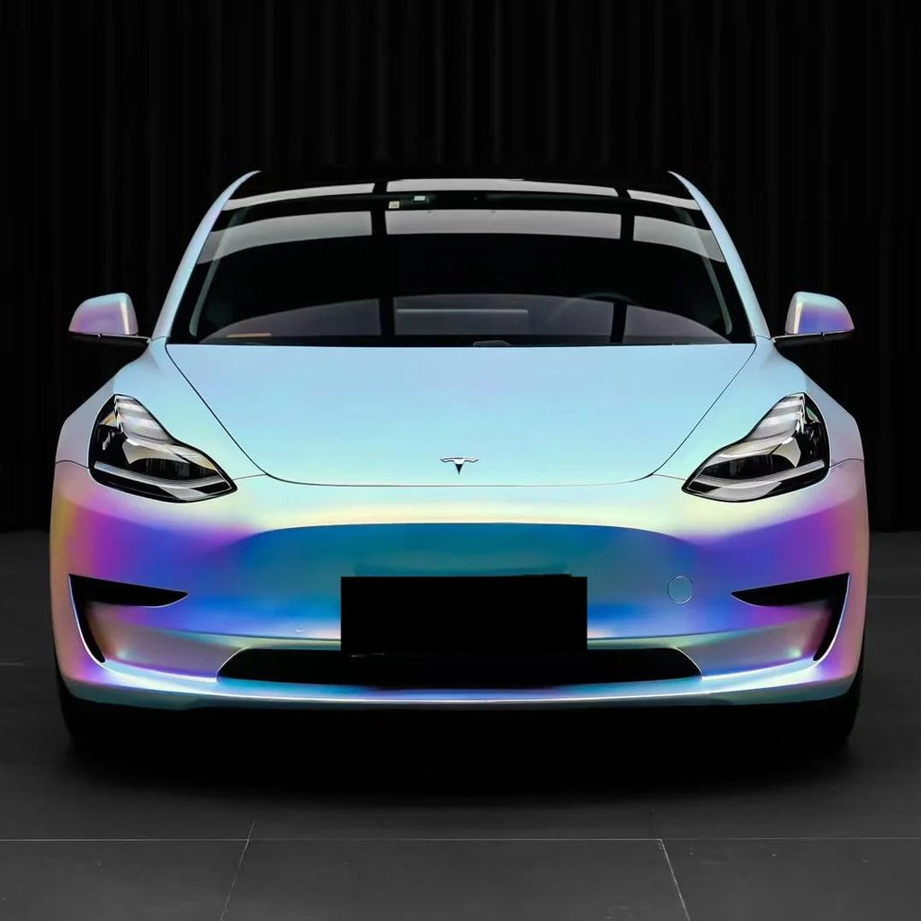 Matte White Holographic Chrome Car Vinyl Wrap product image 2 - Veloro chrome vinyl wrap