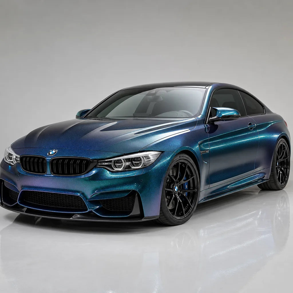 Diamond Aurora Green gloss colored PPF wrapped on a BMW M4 | Veloro