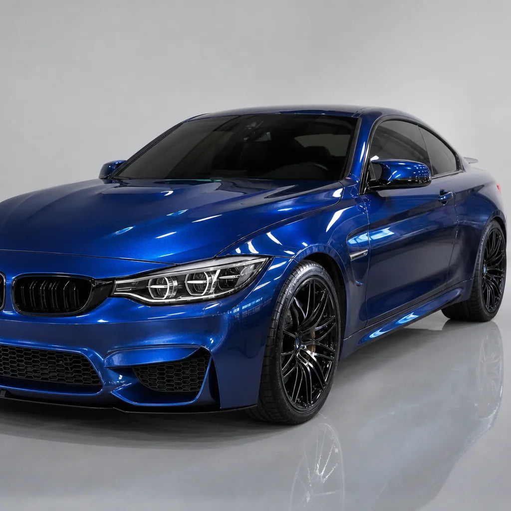 Diamond Blue gloss colored PPF wrapped on a BMW M4 | Veloro