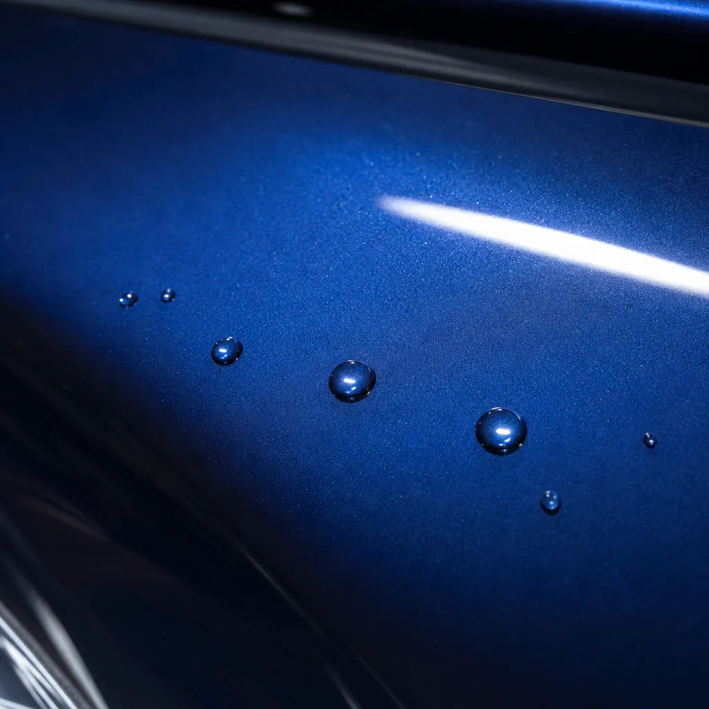 Close-up of Diamond Blue gloss colored PPF surface texture | Veloro