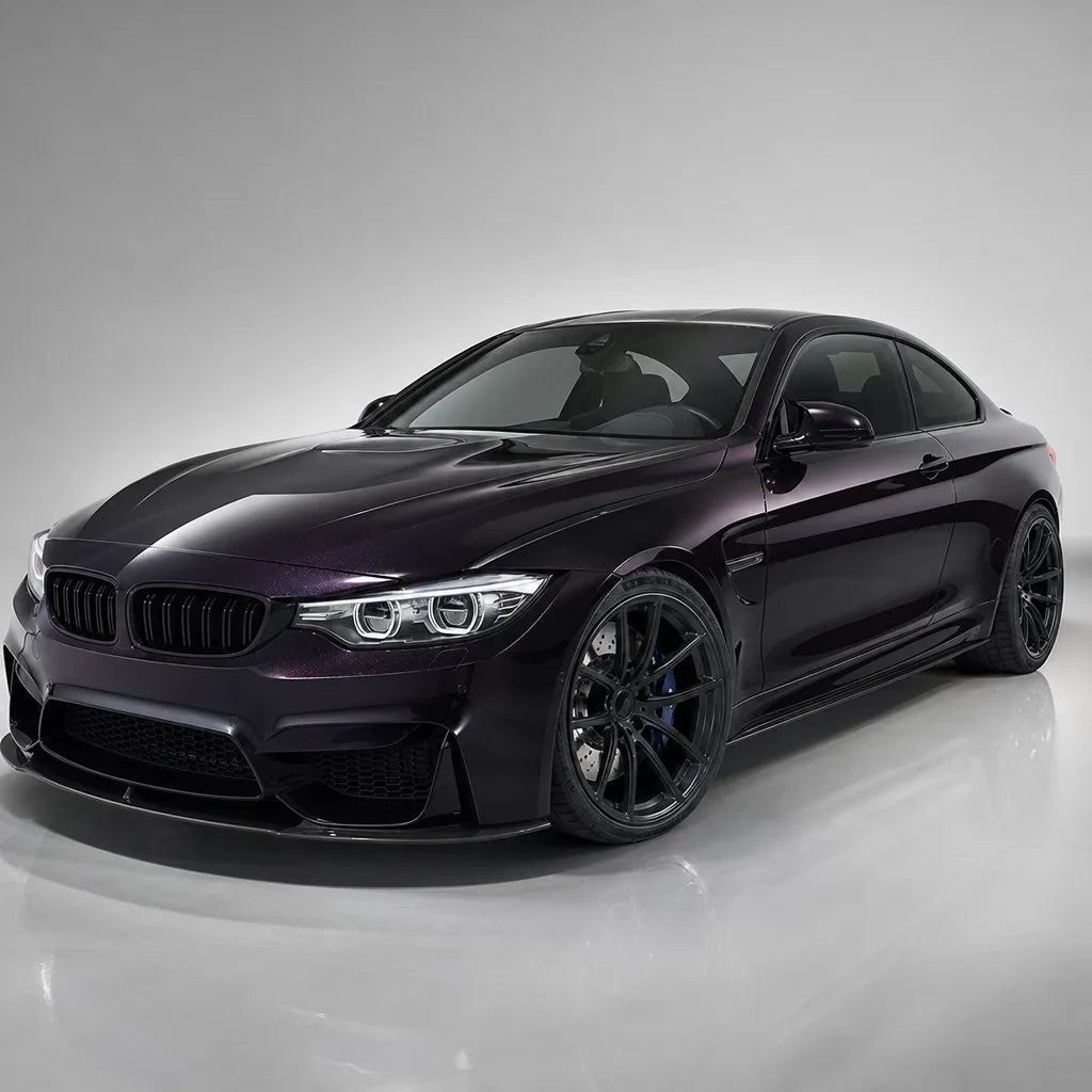 Diamond Chameleon Black Red gloss colored PPF wrapped on a BMW M4 | Veloro