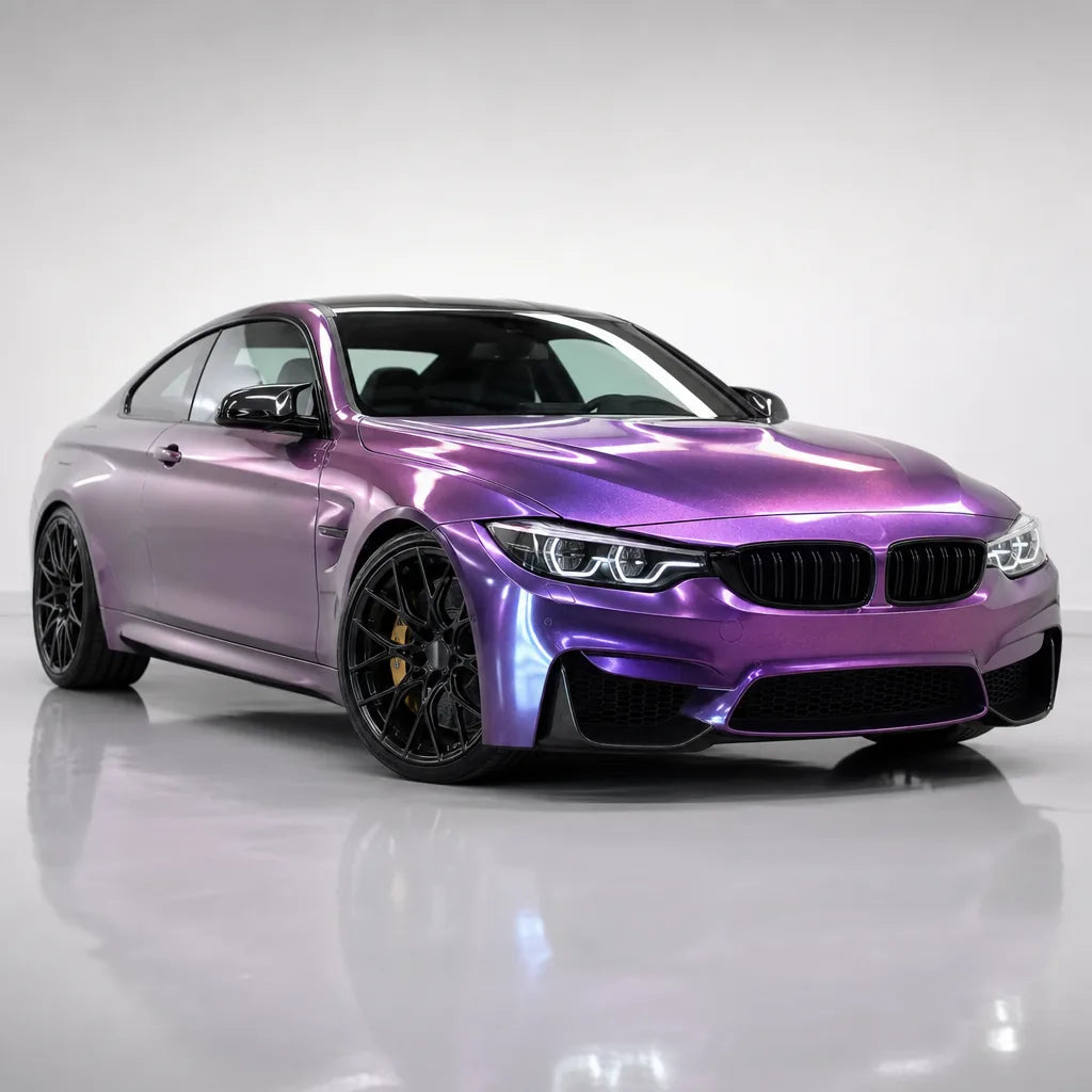 Fantasy Spectrum Purple gloss colored PPF wrapped on a BMW M4 | Veloro