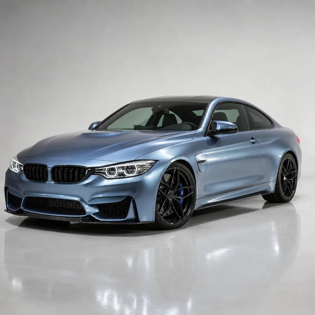 Glacier Blue gloss colored PPF wrapped on a BMW M4 | Veloro