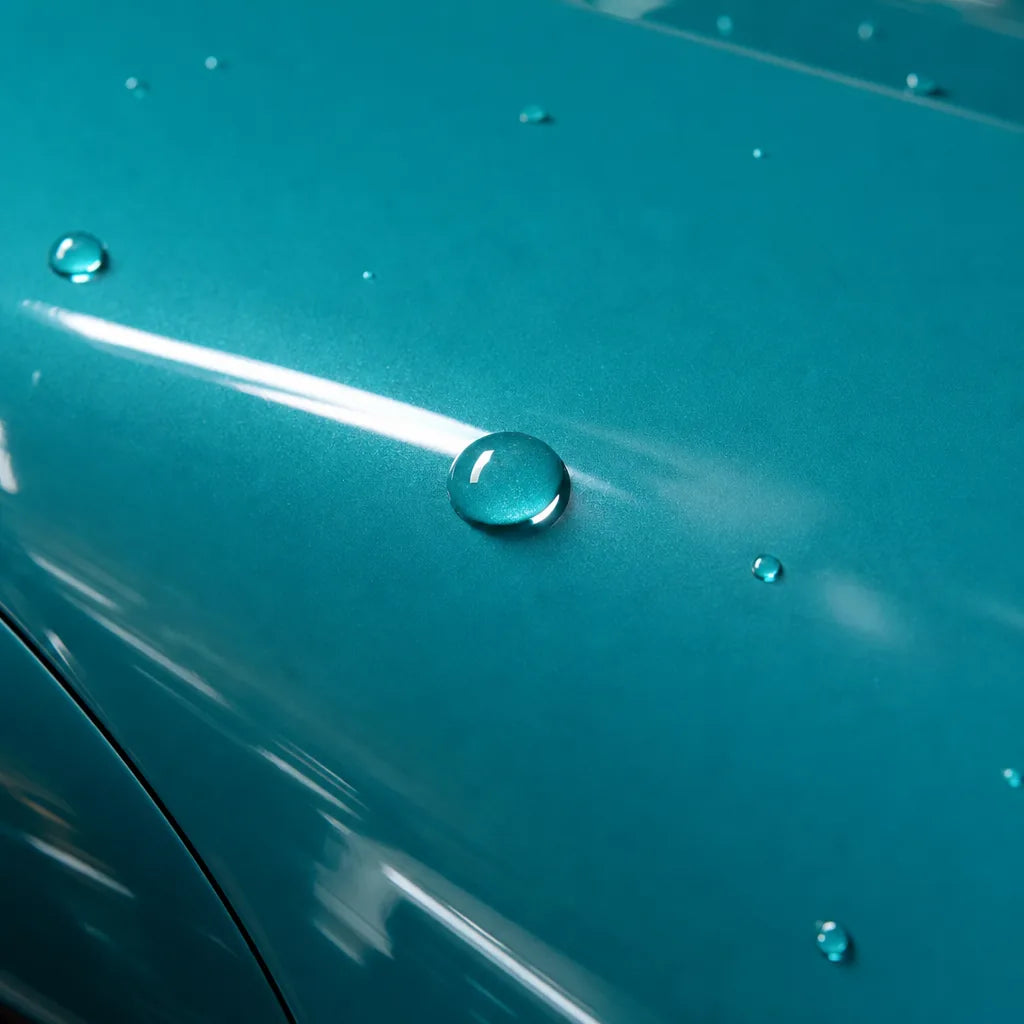 Close-up of Gulf Blue gloss colored PPF surface texture | Veloro