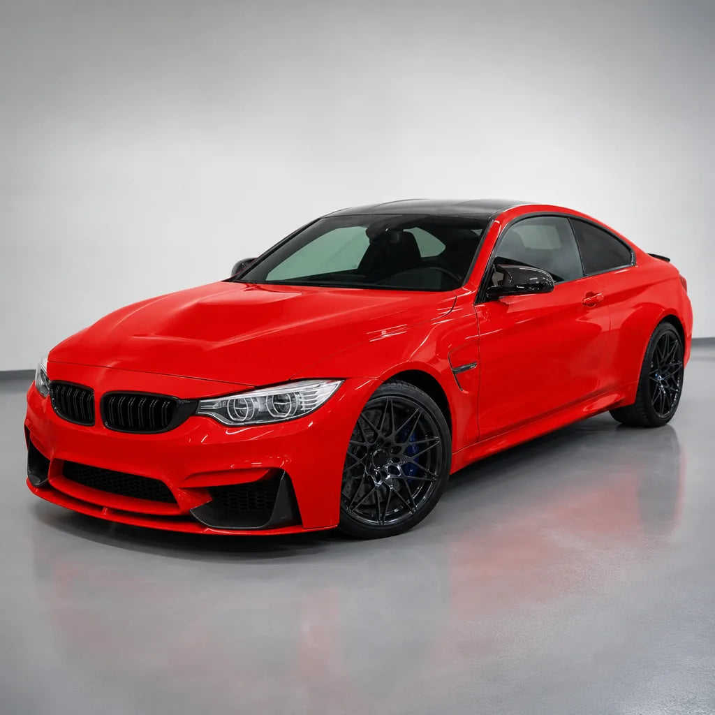 Healing Ferrari Red gloss colored PPF wrapped on a BMW M4 | Veloro
