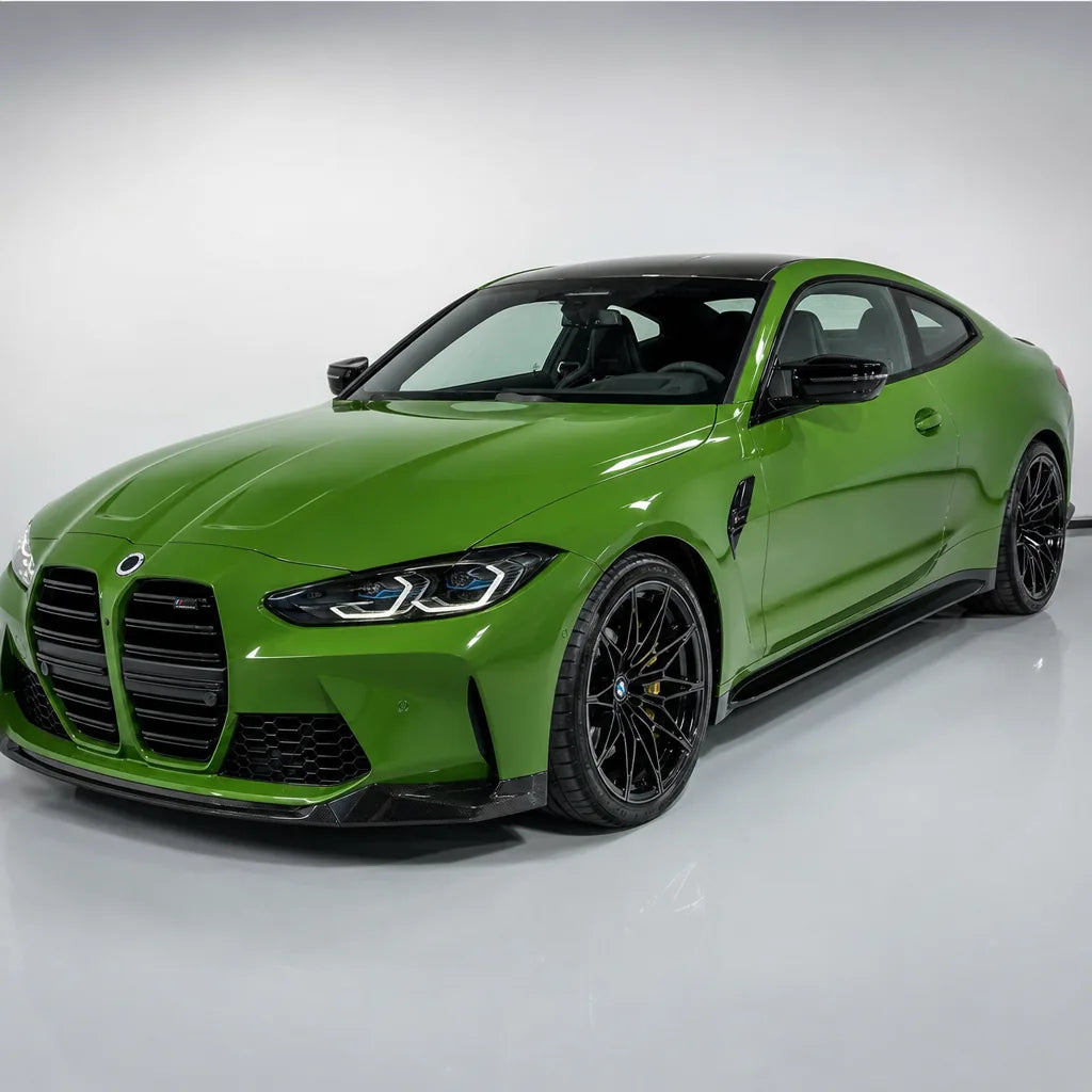 Light Racing Green gloss colored PPF wrapped on a BMW M4 | Veloro