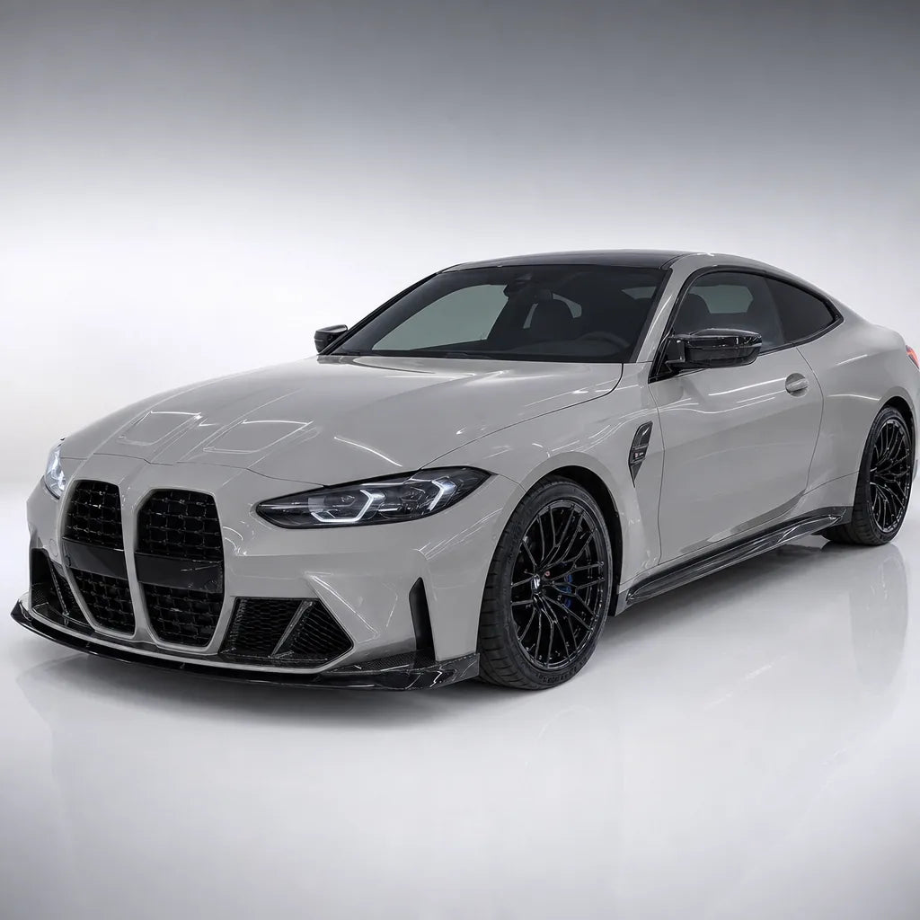 Light Slate Grey gloss colored PPF wrapped on a BMW M4 | Veloro