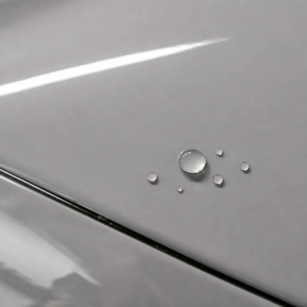 Close-up of Light Slate Grey gloss colored PPF surface texture | Veloro