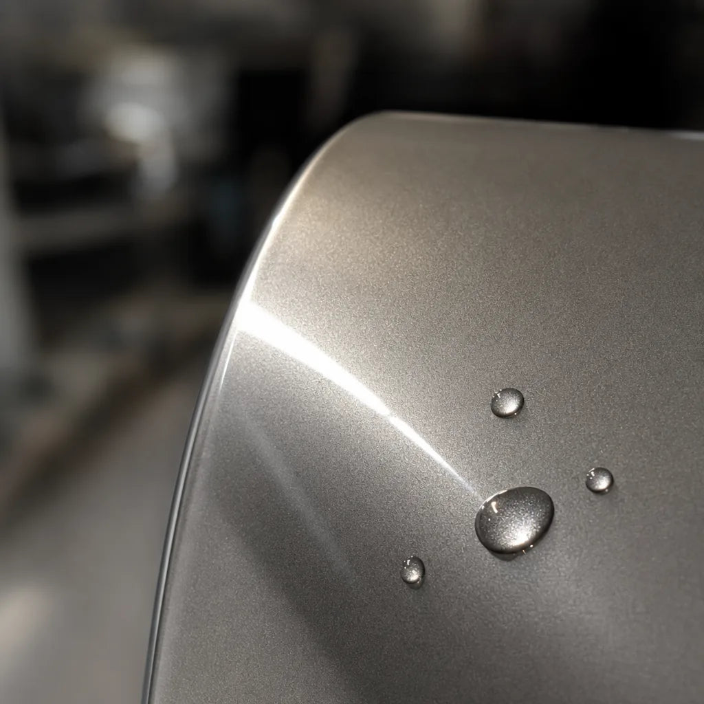 Close-up of Liquid Aluminum Silver gloss colored PPF surface texture | Veloro