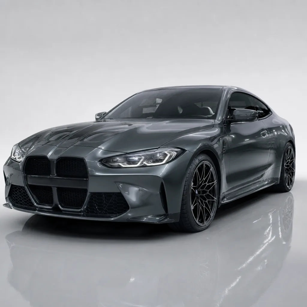 Liquid Metallic Ebony Grey gloss colored PPF wrapped on a BMW M4 | Veloro