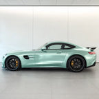 Liquid Metallic Grace Green gloss colored PPF wrapped on a Mercedes-AMG GT side profile | Veloro