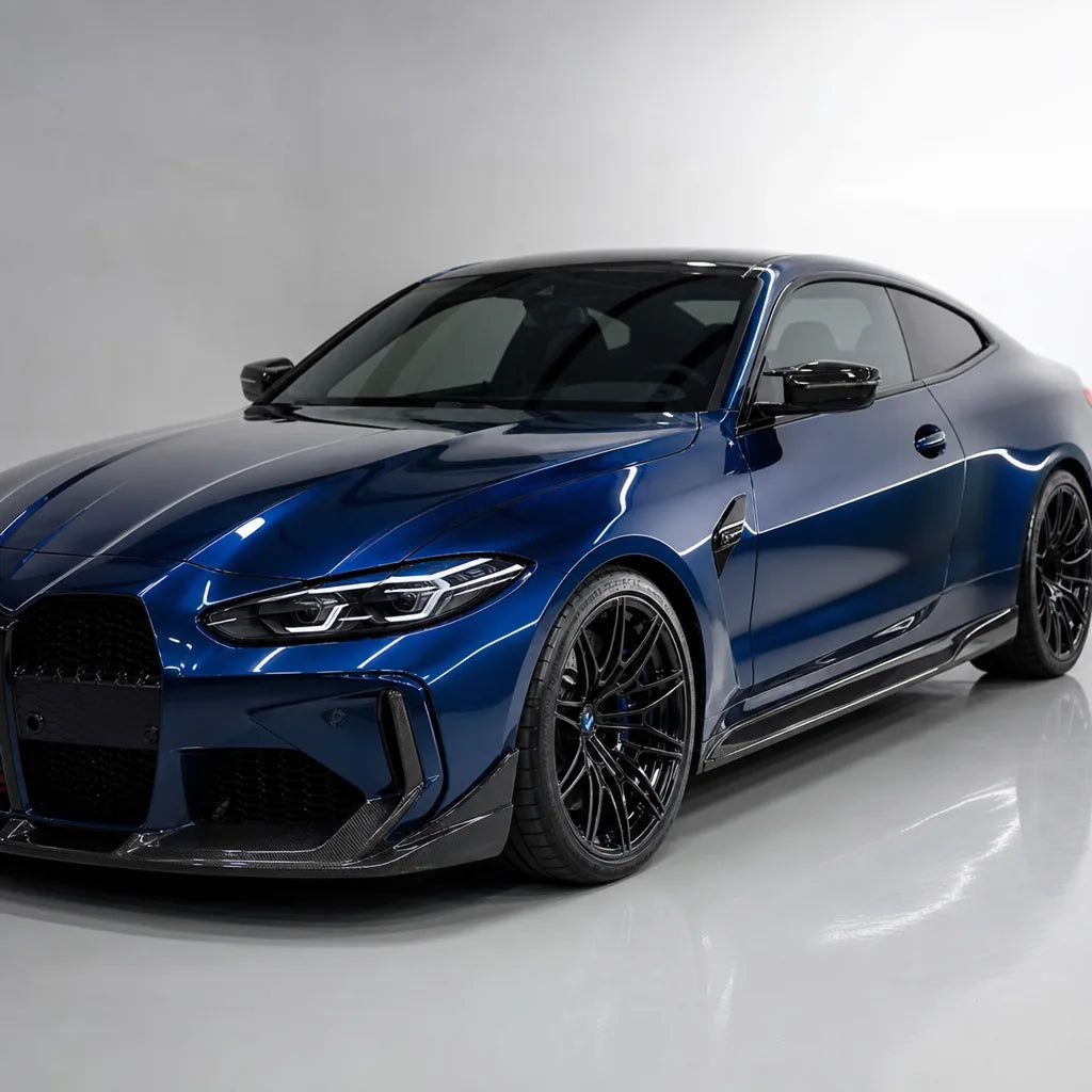 Liquid Metallic Interstellar Blue gloss colored PPF wrapped on a BMW M4 | Veloro
