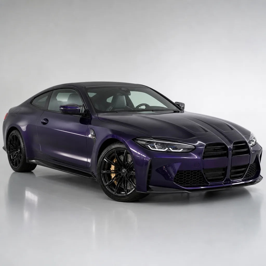 Liquid Metallic Purple gloss colored PPF wrapped on a BMW M4 | Veloro
