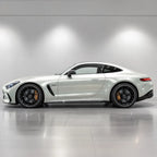 Liquid Metallic Titanium Silver gloss colored PPF wrapped on a Mercedes-AMG GT side profile | Veloro