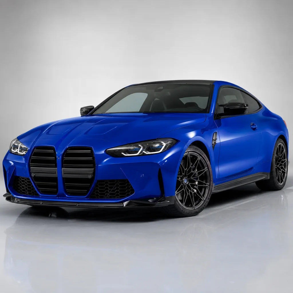 Lugano Blue gloss colored PPF wrapped on a BMW M4 | Veloro