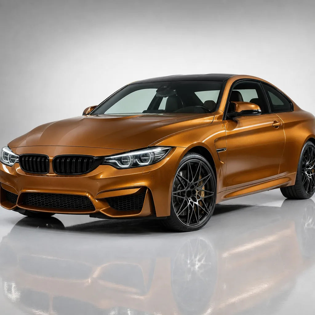 Madeira Metallic Gold gloss colored PPF wrapped on a BMW M4 | Veloro