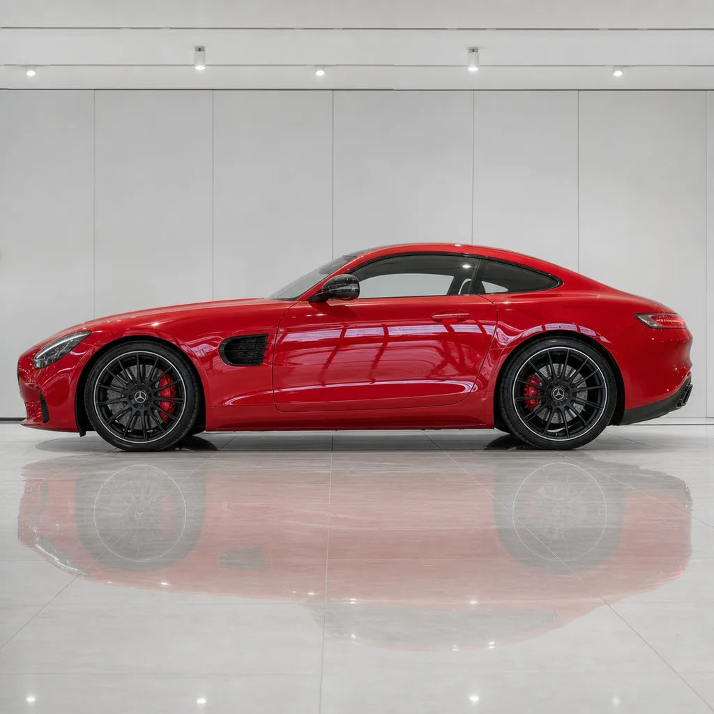 Magic Flame Gold Red gloss colored PPF wrapped on a Mercedes-AMG GT side profile | Veloro