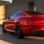 Luxury car wrapped in Magic Flame Gold Red gloss colored PPF at golden hour | Veloro