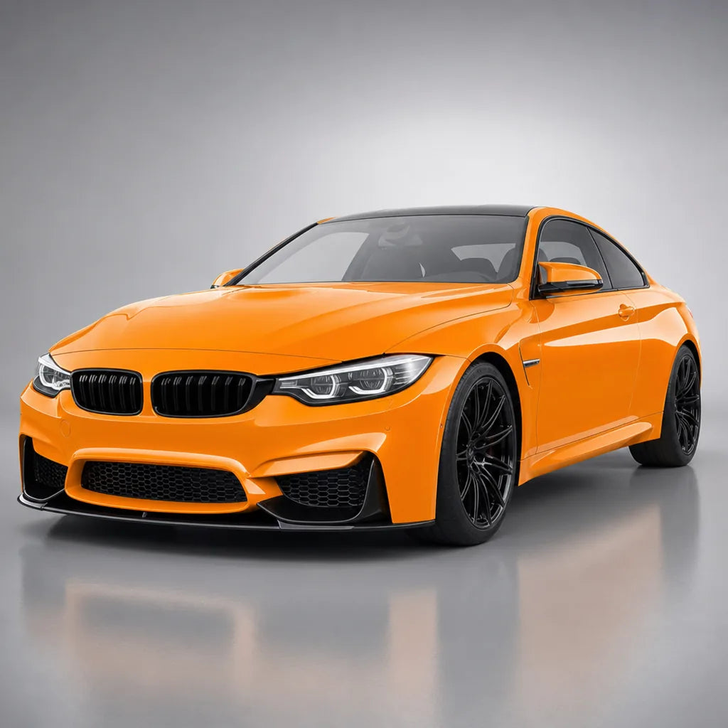 Mclaren Orange gloss colored PPF wrapped on a BMW M4 | Veloro