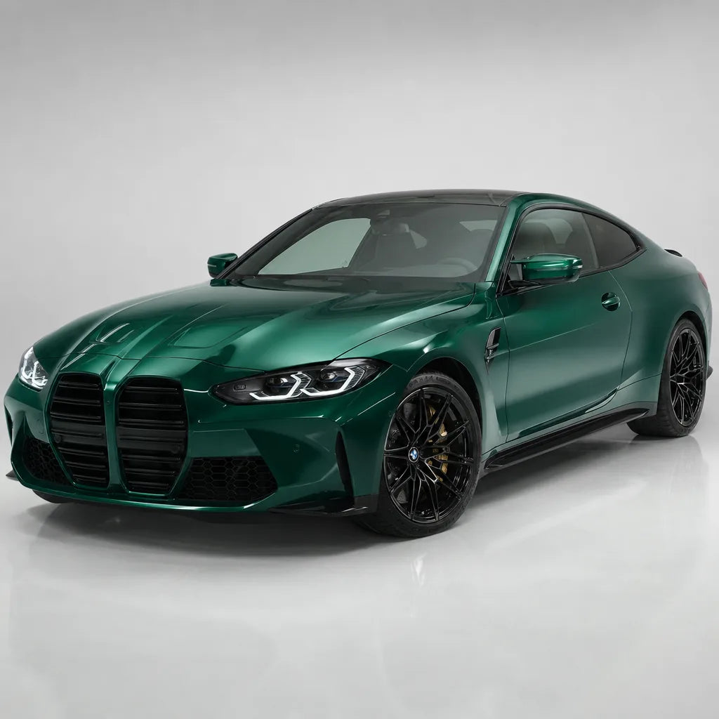 Metallic Agate Green gloss colored PPF wrapped on a BMW M4 | Veloro