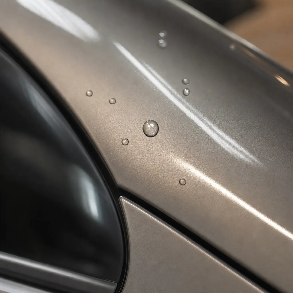 Close-up of Metallic Akha Gold gloss colored PPF surface texture | Veloro