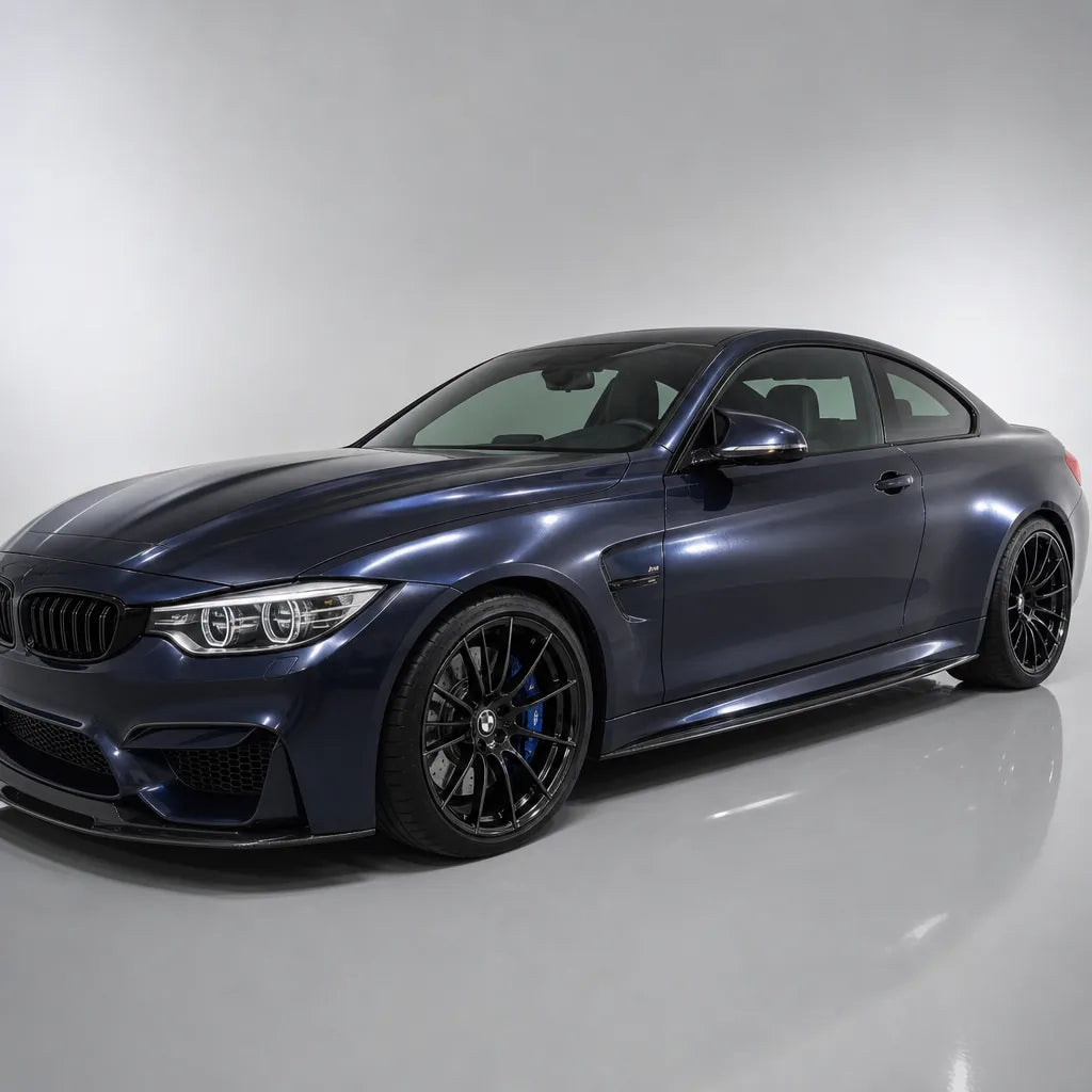 Metallic Antarctic Star Blue gloss colored PPF wrapped on a BMW M4 | Veloro