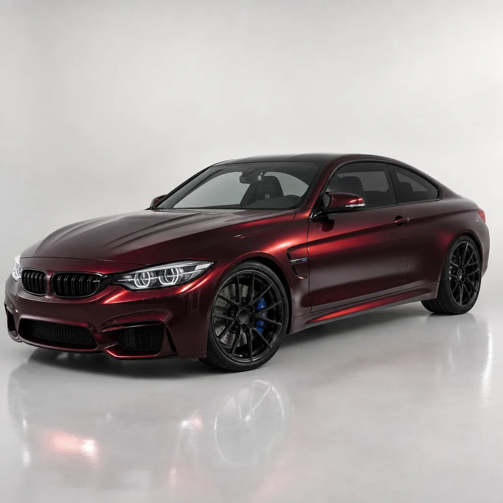 Metallic Black Rose gloss colored PPF wrapped on a BMW M4 | Veloro