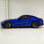 Metallic Blue gloss colored PPF wrapped on a Mercedes-AMG GT side profile | Veloro