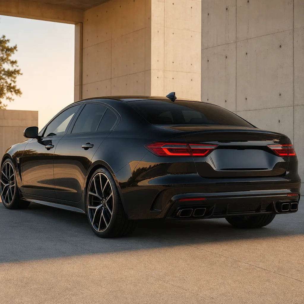 Luxury car wrapped in Metallic BMW Diamond Graphite Grey gloss colored PPF at golden hour | Veloro