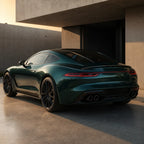 Luxury car wrapped in Metallic British Green gloss colored PPF at golden hour | Veloro