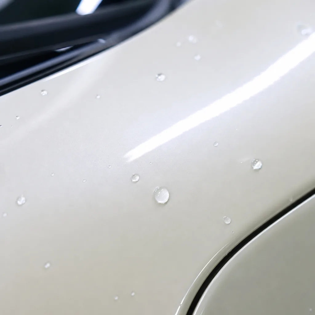Close-up of Metallic Chameleon Blue White gloss colored PPF surface texture | Veloro
