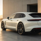 Luxury car wrapped in Metallic Chameleon Blue White gloss colored PPF at golden hour | Veloro