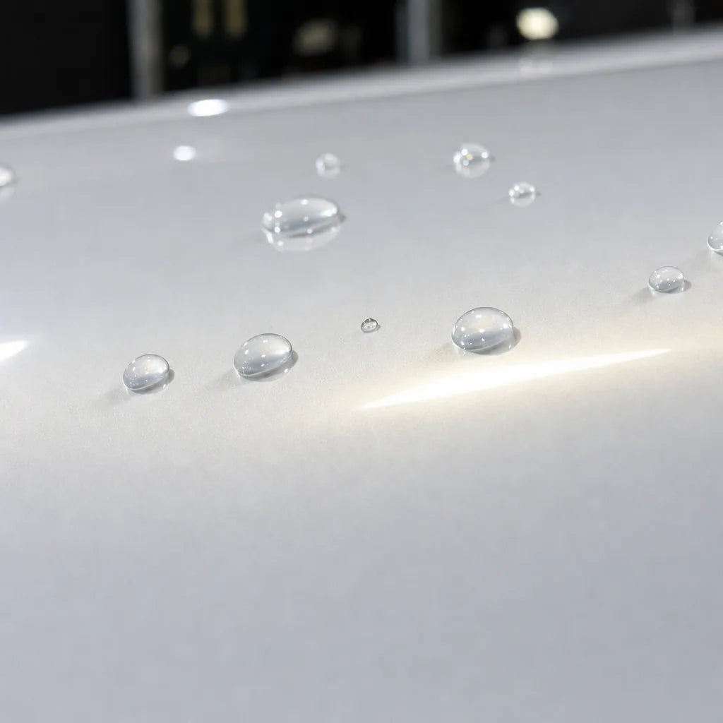 Close-up of Metallic Chameleon Gold White gloss colored PPF surface texture | Veloro