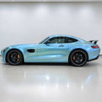 Metallic Chameleon Rock Grey gloss colored PPF wrapped on a Mercedes-AMG GT side profile | Veloro