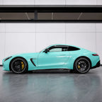 Metallic Chameleon Tiffany Pink gloss colored PPF wrapped on a Mercedes-AMG GT side profile | Veloro